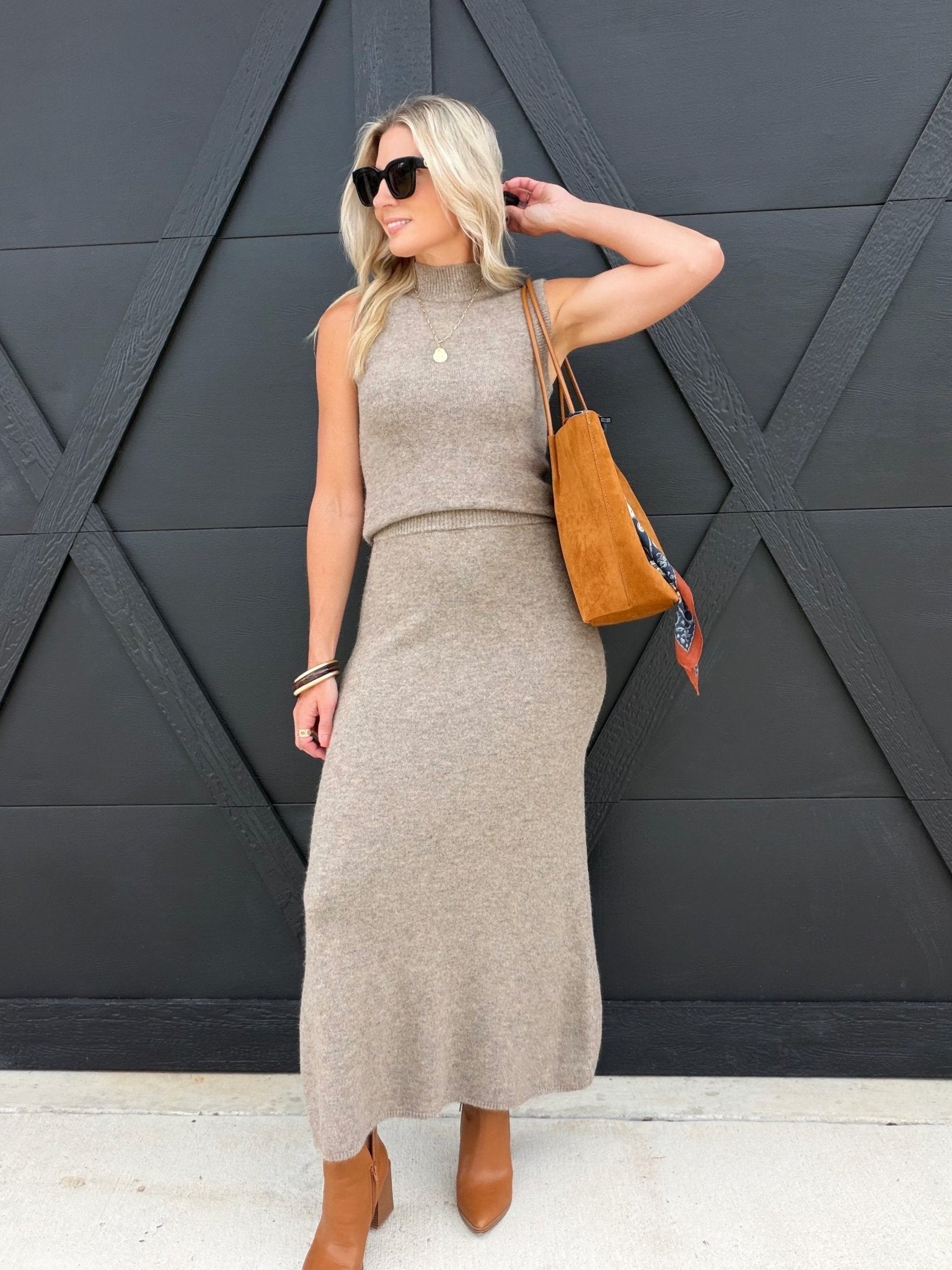 Brianna Maxi Skirt In Taupe - Infinity Raine
