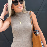 Brianna Sweater Tank In Taupe - Infinity Raine