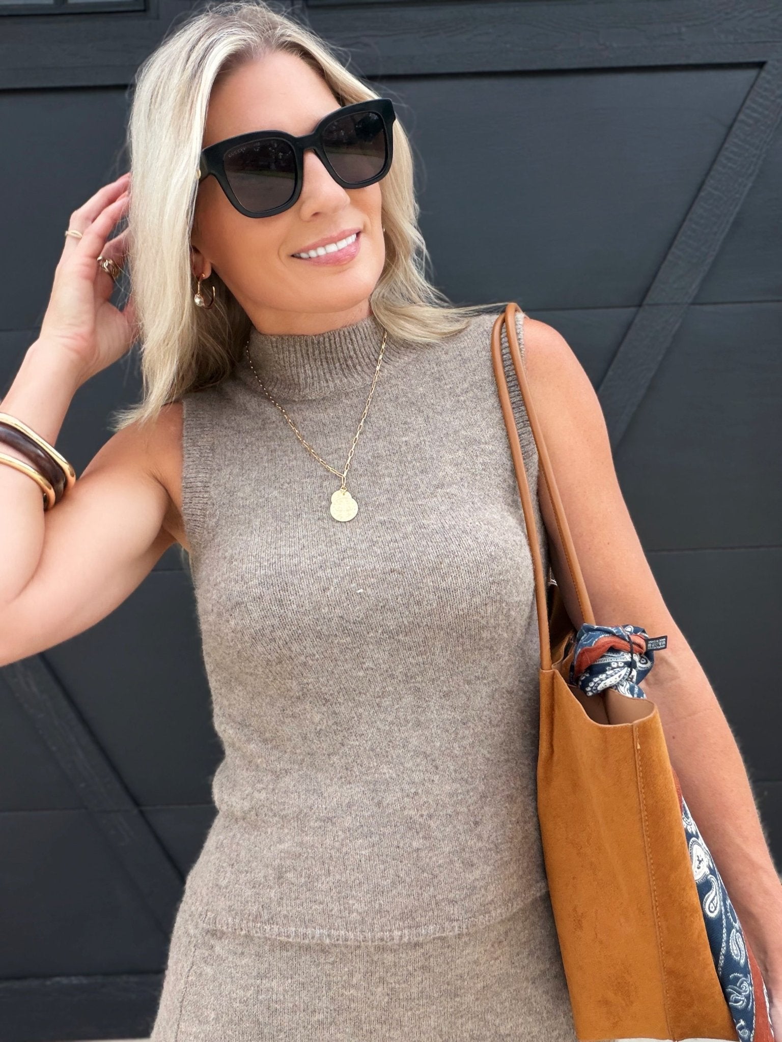 Brianna Sweater Tank In Taupe - Infinity Raine