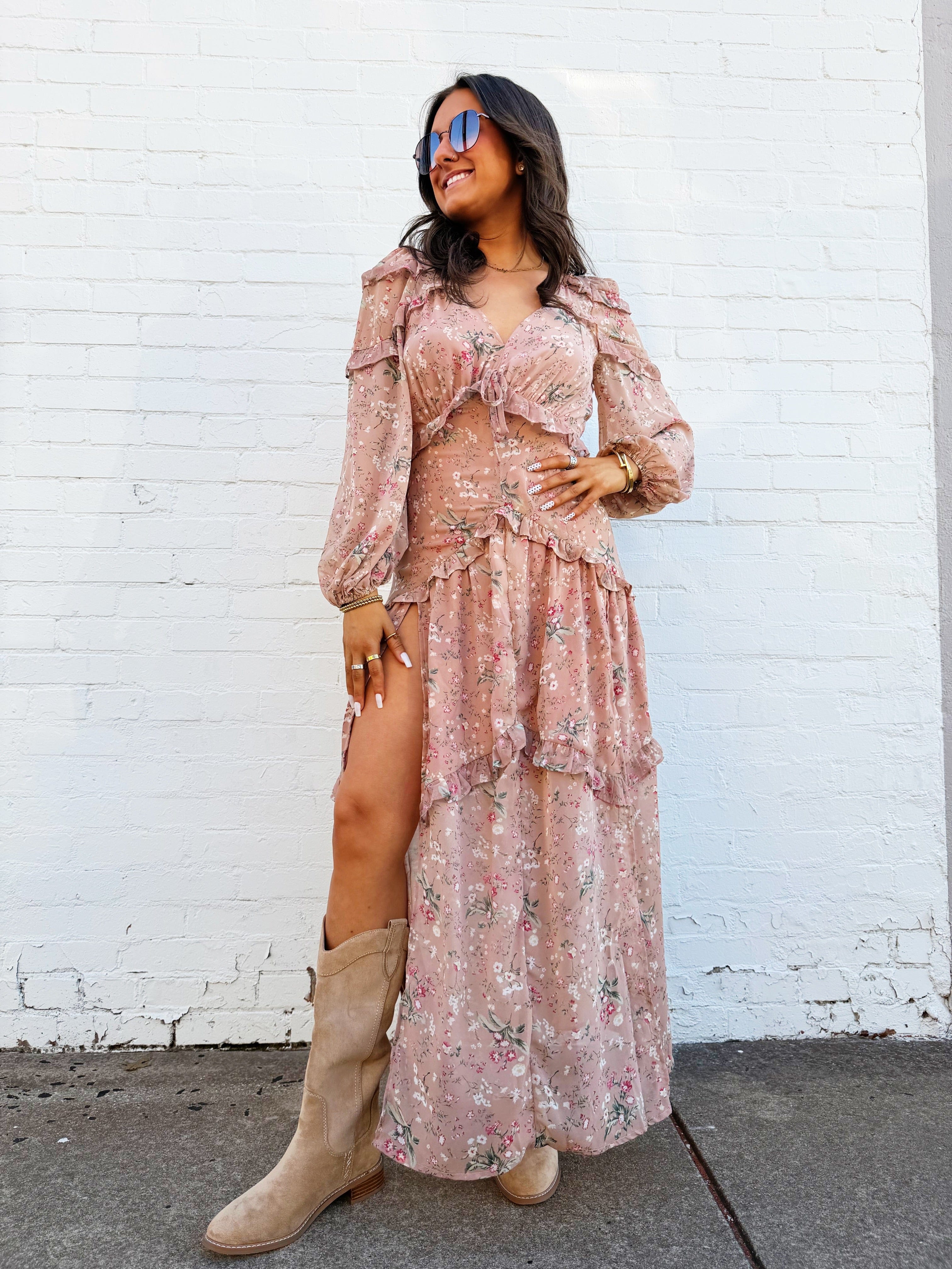 Buddy Love Dresses Pia Long Sleeve Maxi Dress In Adrift