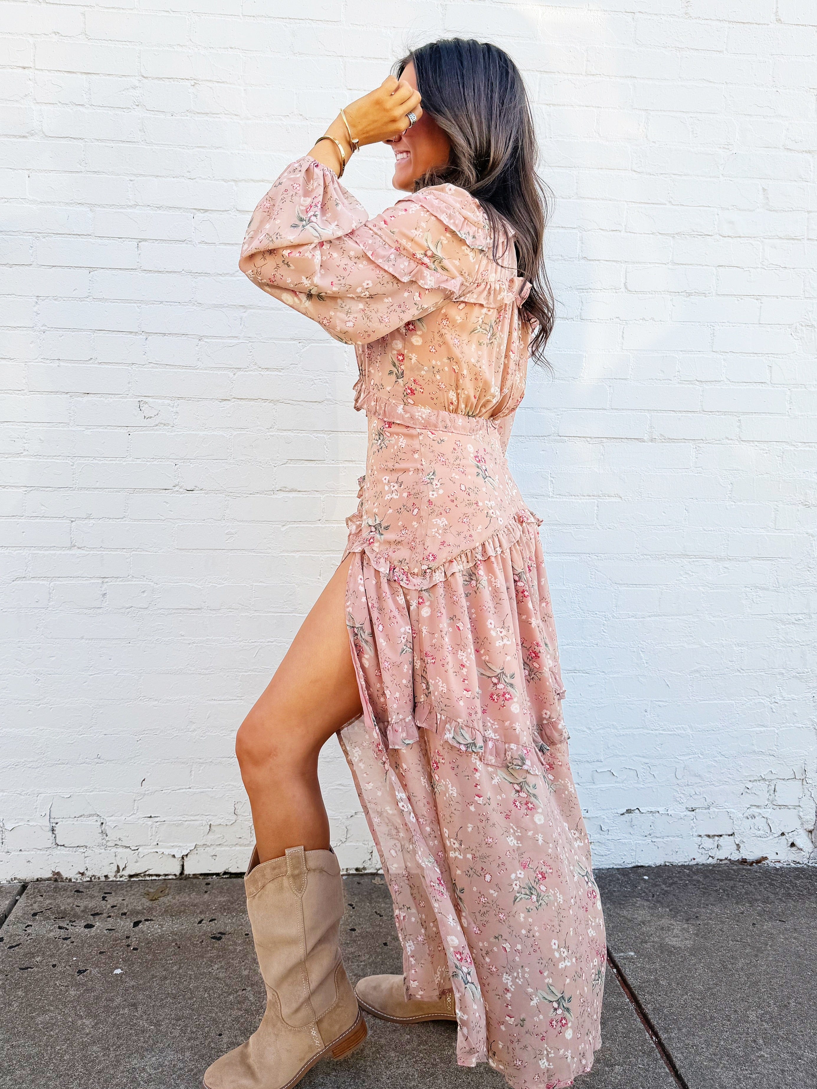 Buddy Love Dresses Pia Long Sleeve Maxi Dress In Adrift