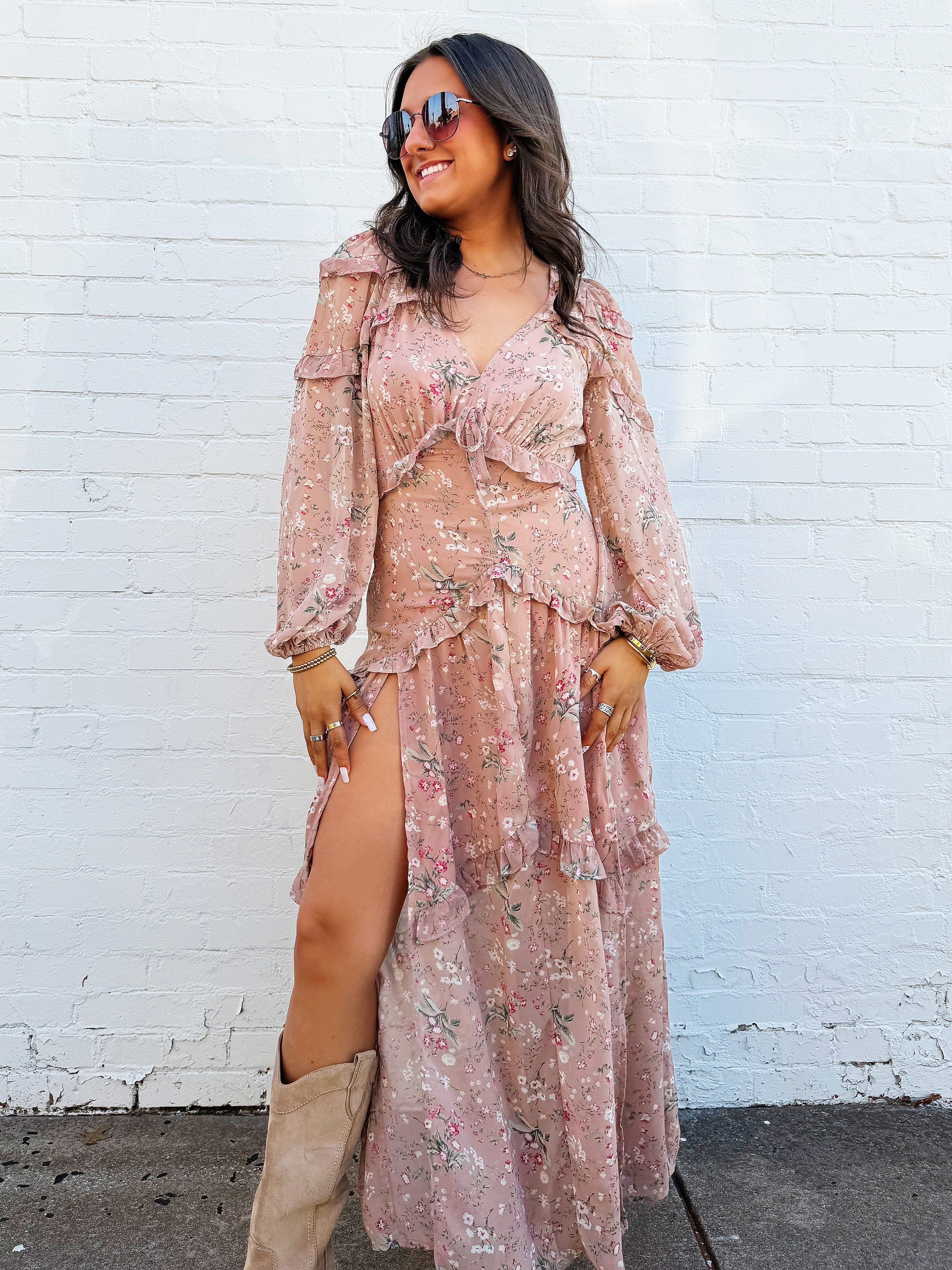 Buddy Love Dresses Pia Long Sleeve Maxi Dress In Adrift