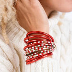 BuDhaGirl All Weather Bangles In Crimson - Infinity Raine