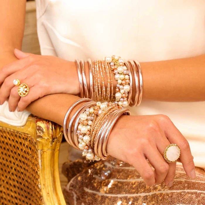 BuDhaGirl All Weather Bangles (Serenity Prayer) In Champagne - Infinity Raine
