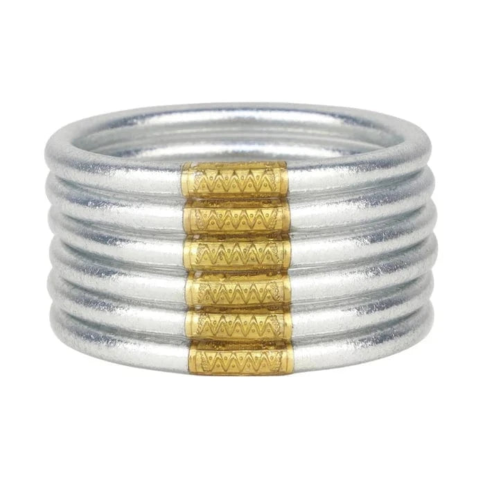 BuDhaGirl All Weather Bangles (Serenity Prayer) In Silver - Infinity Raine