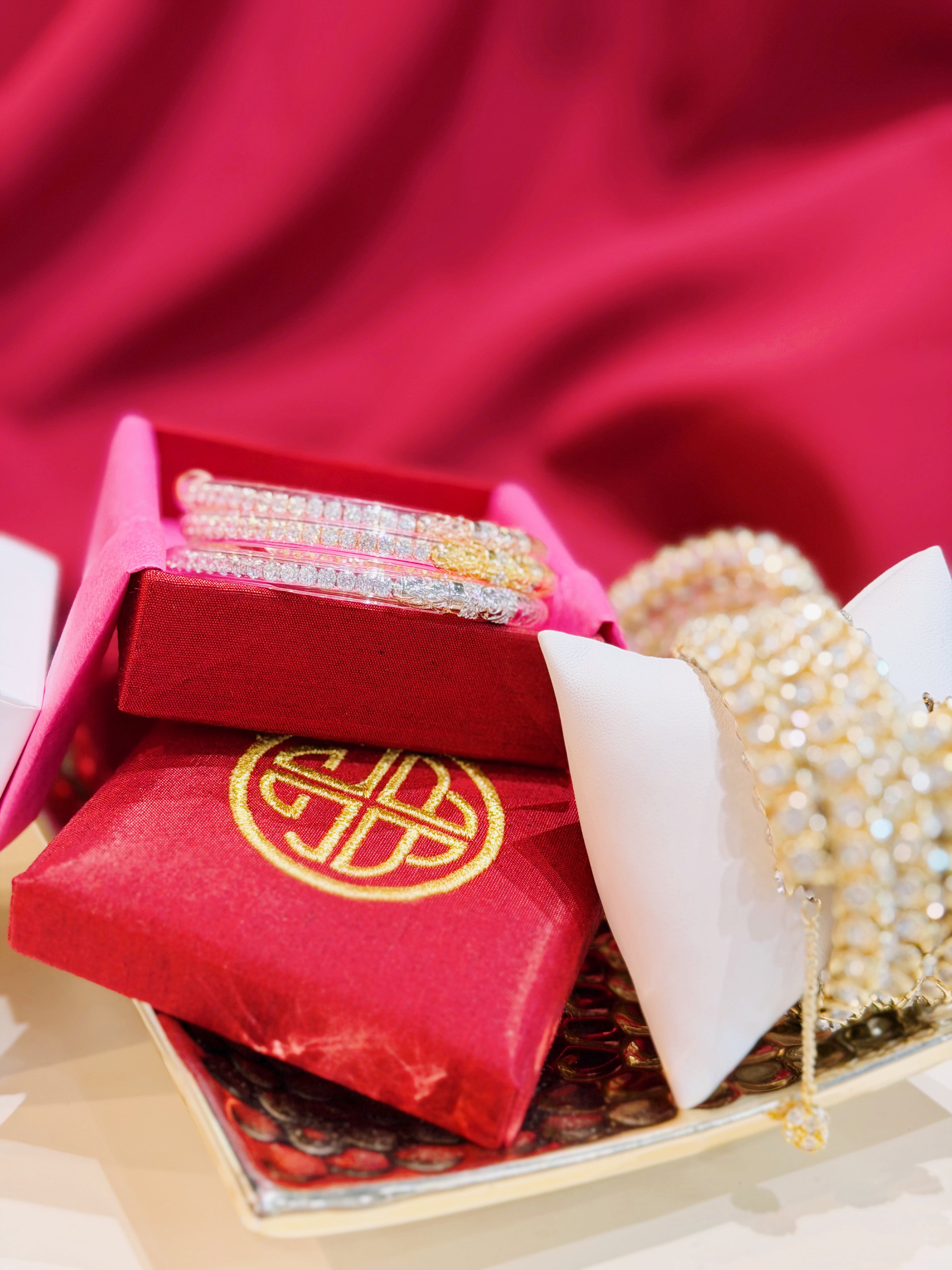 BUDHAGIRL Three Queens All Weather Bangles In Clear Crystal - Infinity Raine