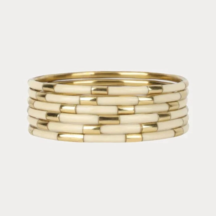 BuDhaGirl Veda Bangles In Ivory - Infinity Raine