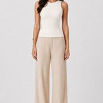 Built-in Bra Round Nk Binding Tank In Soft White - Infinity Raine