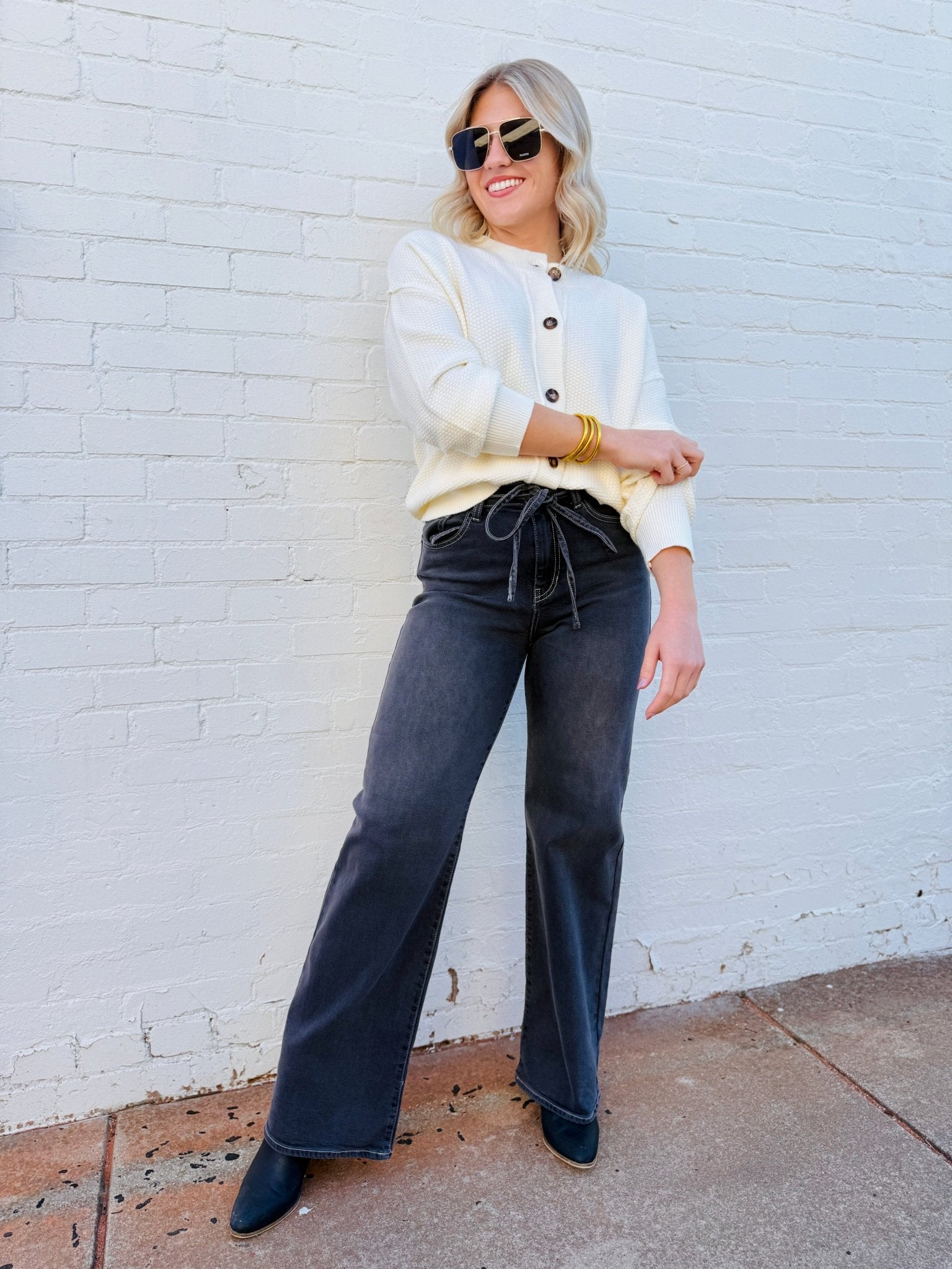 Button Down Cardigan In Cream - Infinity Raine