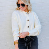 Button Down Cardigan In Cream - Infinity Raine
