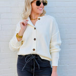 Button Down Cardigan In Cream - Infinity Raine