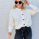 Button Down Cardigan In Cream - Infinity Raine