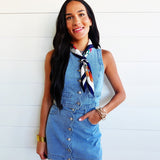 Button Down Scalloped Sleeveless Washed Denim Vest Top - Infinity Raine