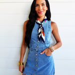 Button Down Scalloped Washed Denim Mini Skirt - Infinity Raine