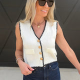 Button Front Statement Vest In Beige - Infinity Raine