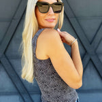 Jacquard Square Tank In Black - Infinity Raine