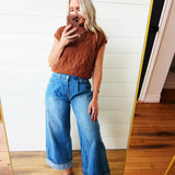 Cable Knit Mock Neck Sweater In Cinnamon - Infinity Raine