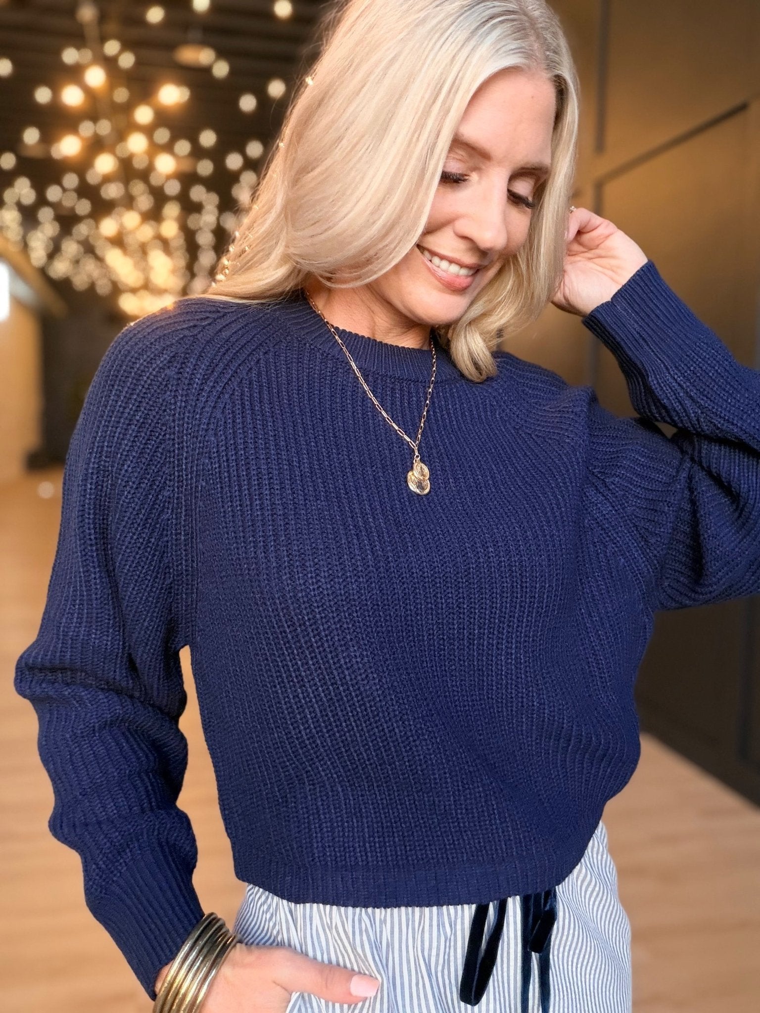 Calm Reader Pullover In Navy - Infinity Raine