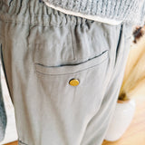 Wide Leg Cargo Utility Trousers In Smoky Olive - Infinity Raine