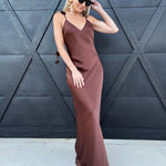 Camellia Dresses 3D Floral Dinner Dress In Mocha