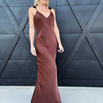 Camellia Dresses 3D Floral Dinner Dress In Mocha