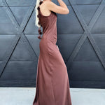 Camellia Dresses 3D Floral Dinner Dress In Mocha