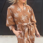 Embroidered Belted Shirt Dress In Mocha - Infinity Raine