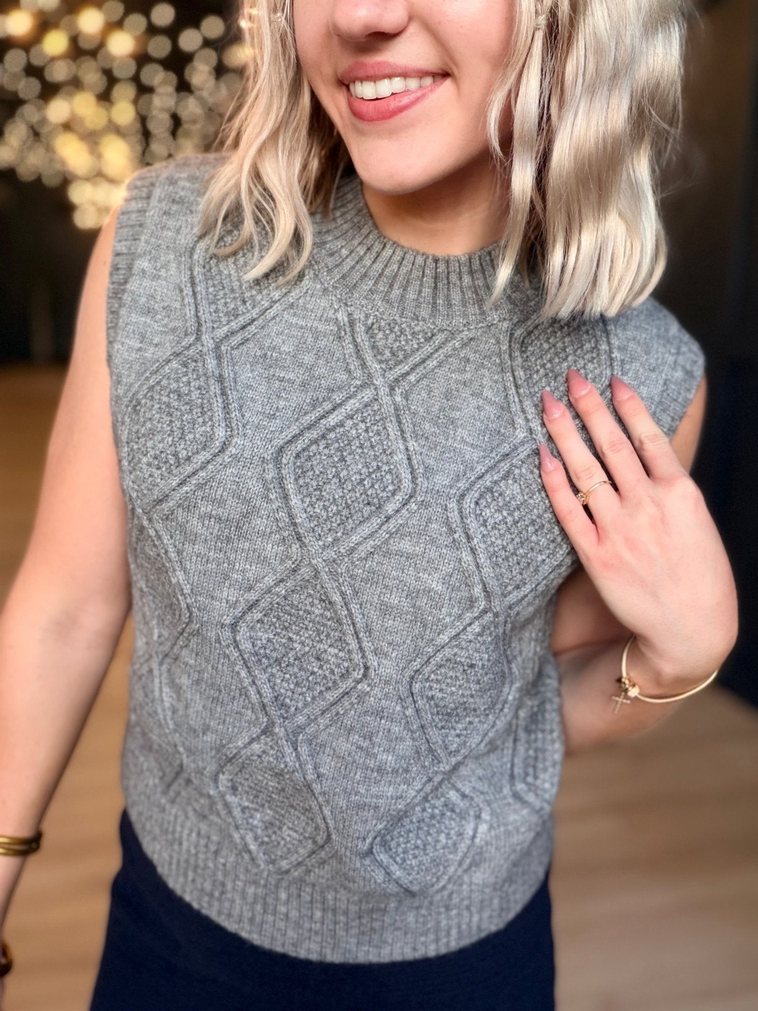 Campus Girl Geometric Sweater Vest In Grey - Infinity Raine