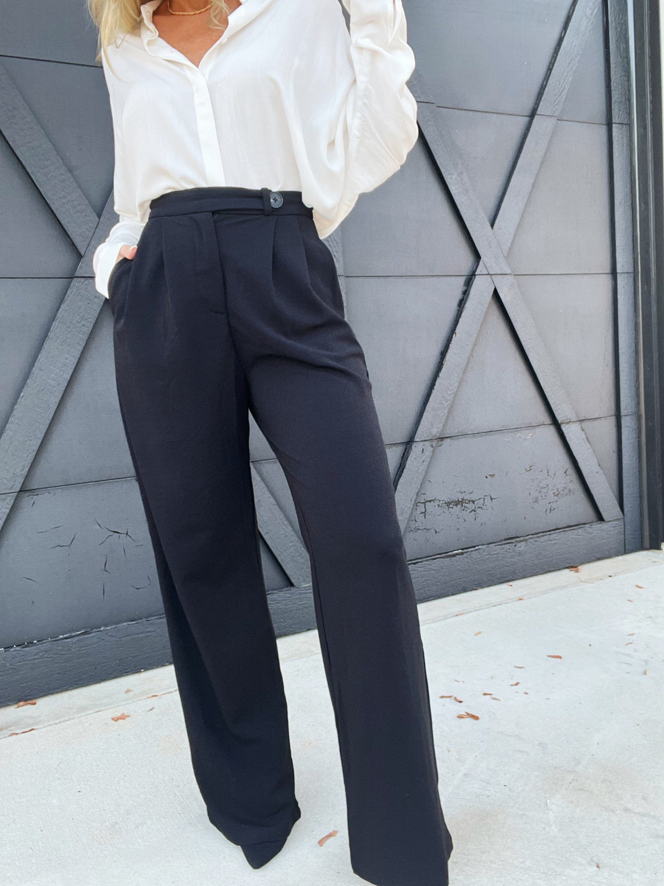 Office Essential High Waisted Pants-Black - Infinity Raine