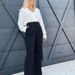 Office Essential High Waisted Pants-Black - Infinity Raine