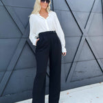 Office Essential High Waisted Pants-Black - Infinity Raine