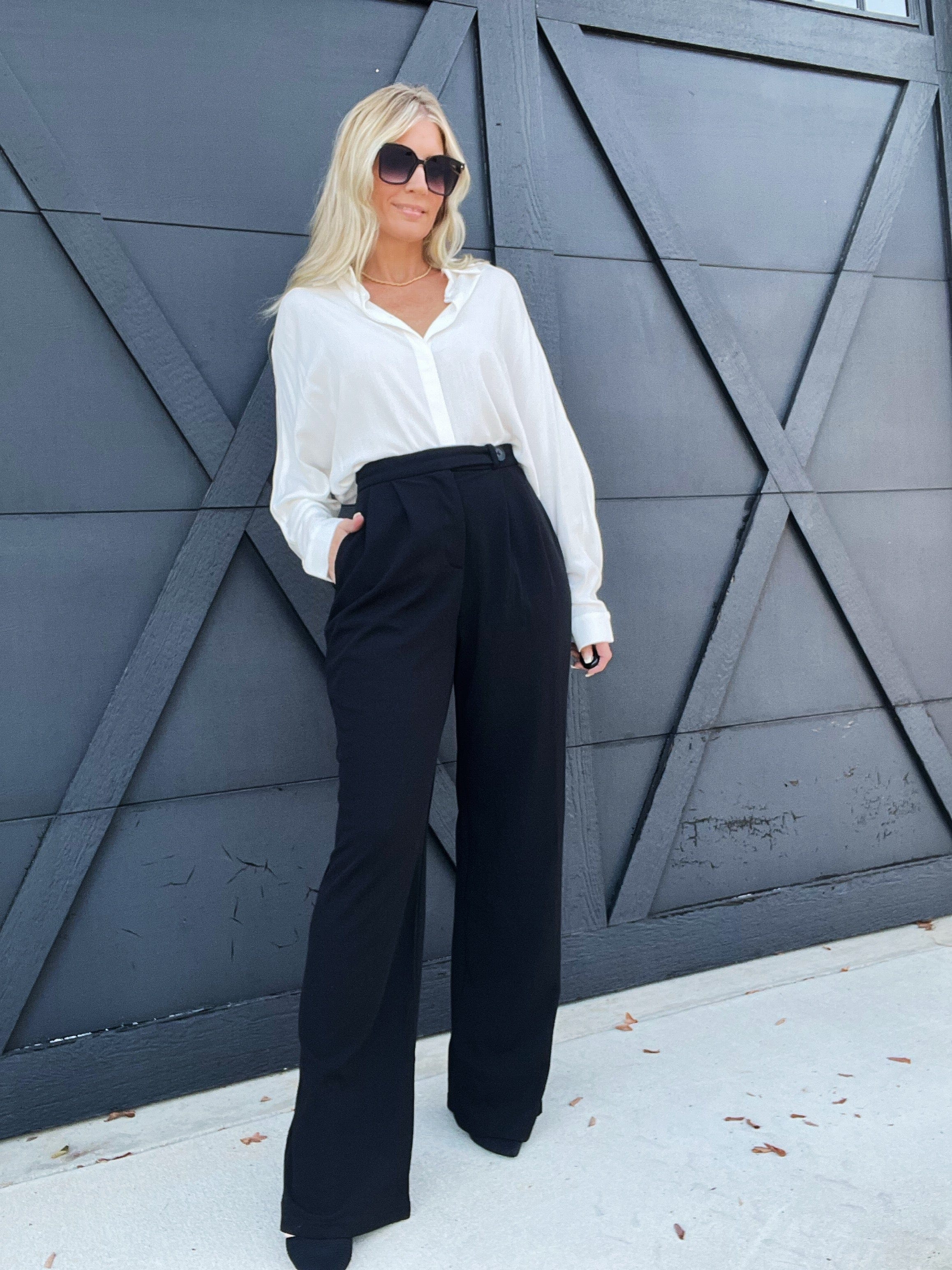 Office Essential High Waisted Pants-Black - Infinity Raine