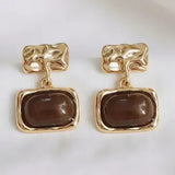 Caramel Geometric Stud Earrings - Infinity Raine