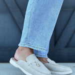 Irene Knot Detail Moccasin Stitching Loafer Mule- Taupe - Infinity Raine