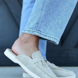 Irene Knot Detail Moccasin Stitching Loafer Mule- Taupe - Infinity Raine