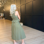 Central Park Midi Skirt W Belt in Olive - Infinity Raine