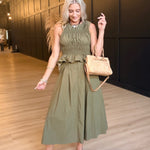 Central Park Midi Skirt W Belt in Olive - Infinity Raine