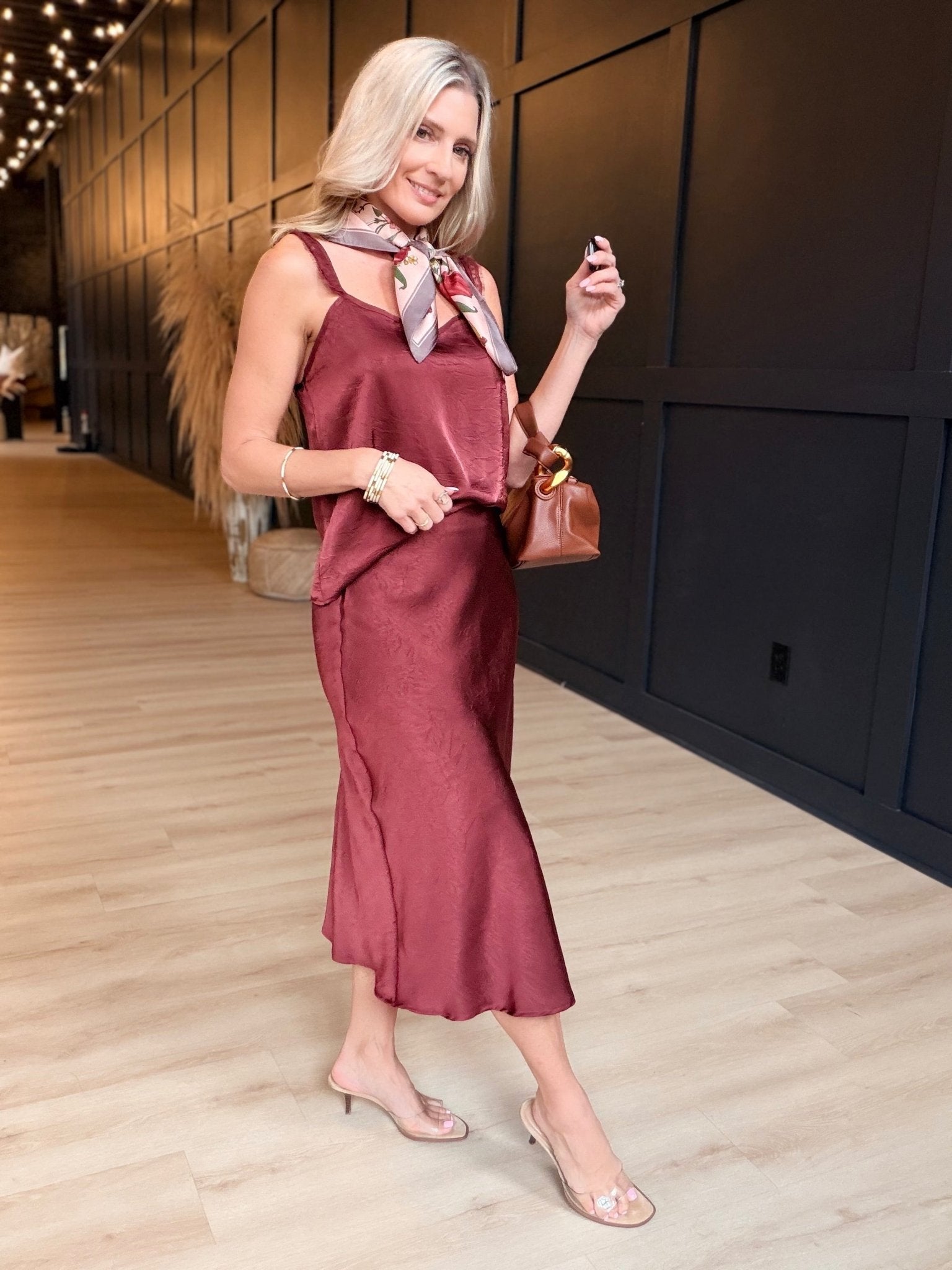 Ceremony Midi Skirt In Dark Wine - Infinity Raine