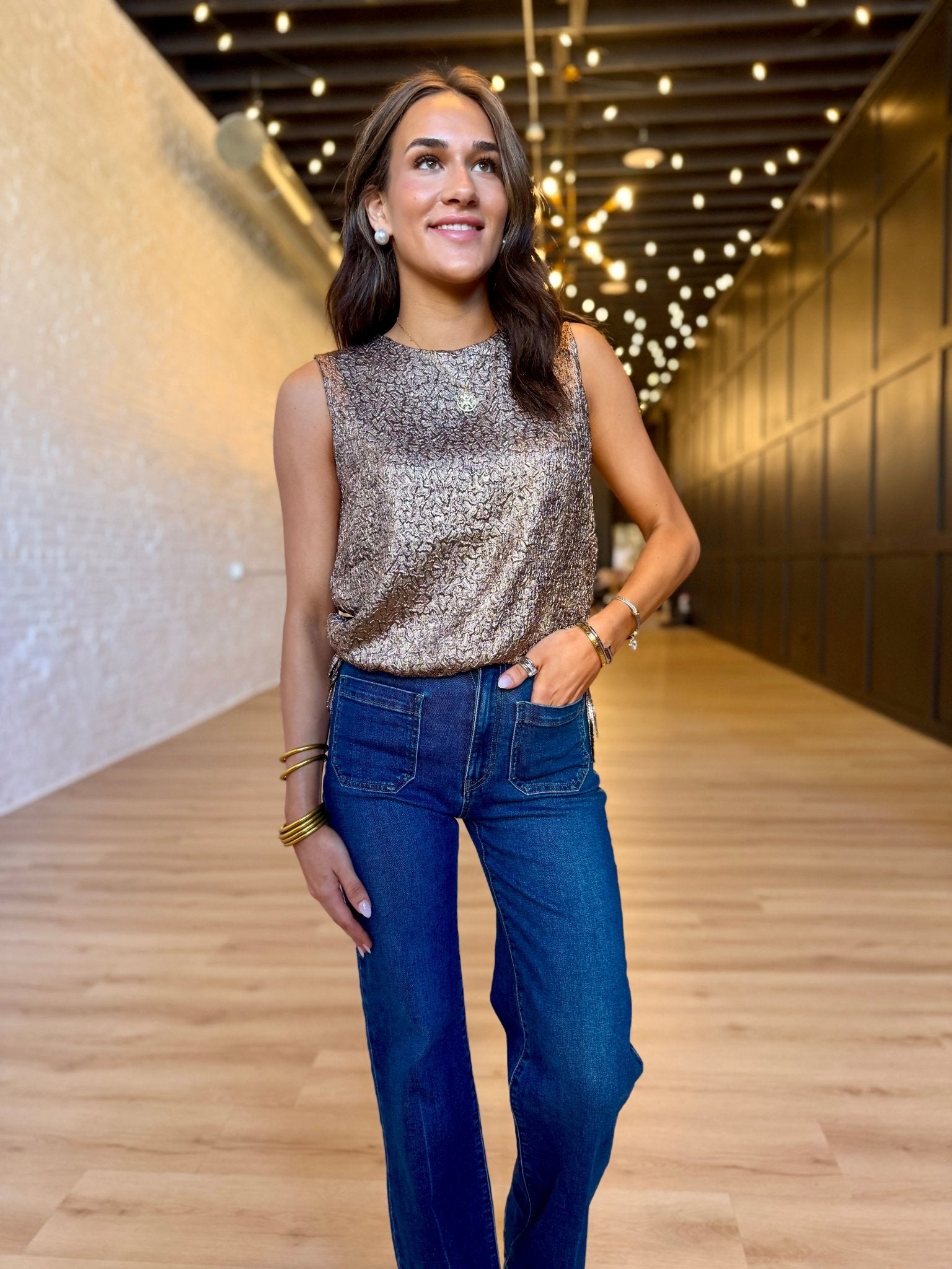 Charisma Tie Hem Top In Bronze - Infinity Raine