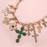 Charm Necklace-Multi Cross Charms Necklace In Gold - Infinity Raine