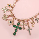 Charm Necklace-Multi Cross Charms Necklace In Gold - Infinity Raine