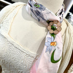 Chic Accent Scarf- Abstract Florals With Pink Brooch - Infinity Raine