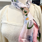 Chic Accent Scarf- Abstract Florals With Pink Brooch - Infinity Raine
