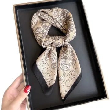 Chic Accent Scarf- Fashion Print In Brown - Infinity Raine