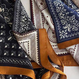 Chic Accent Scarf- Patterned Print In Blue - Infinity Raine