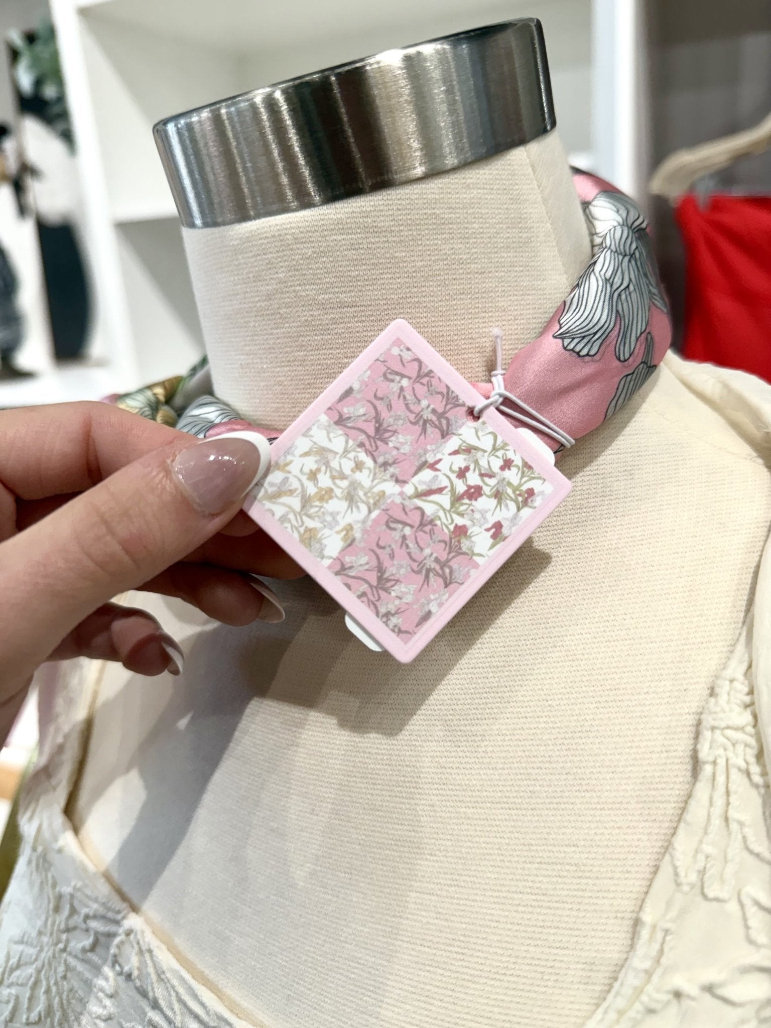 Chic Accent Scarf - Quilted Floral Contrast - Infinity Raine
