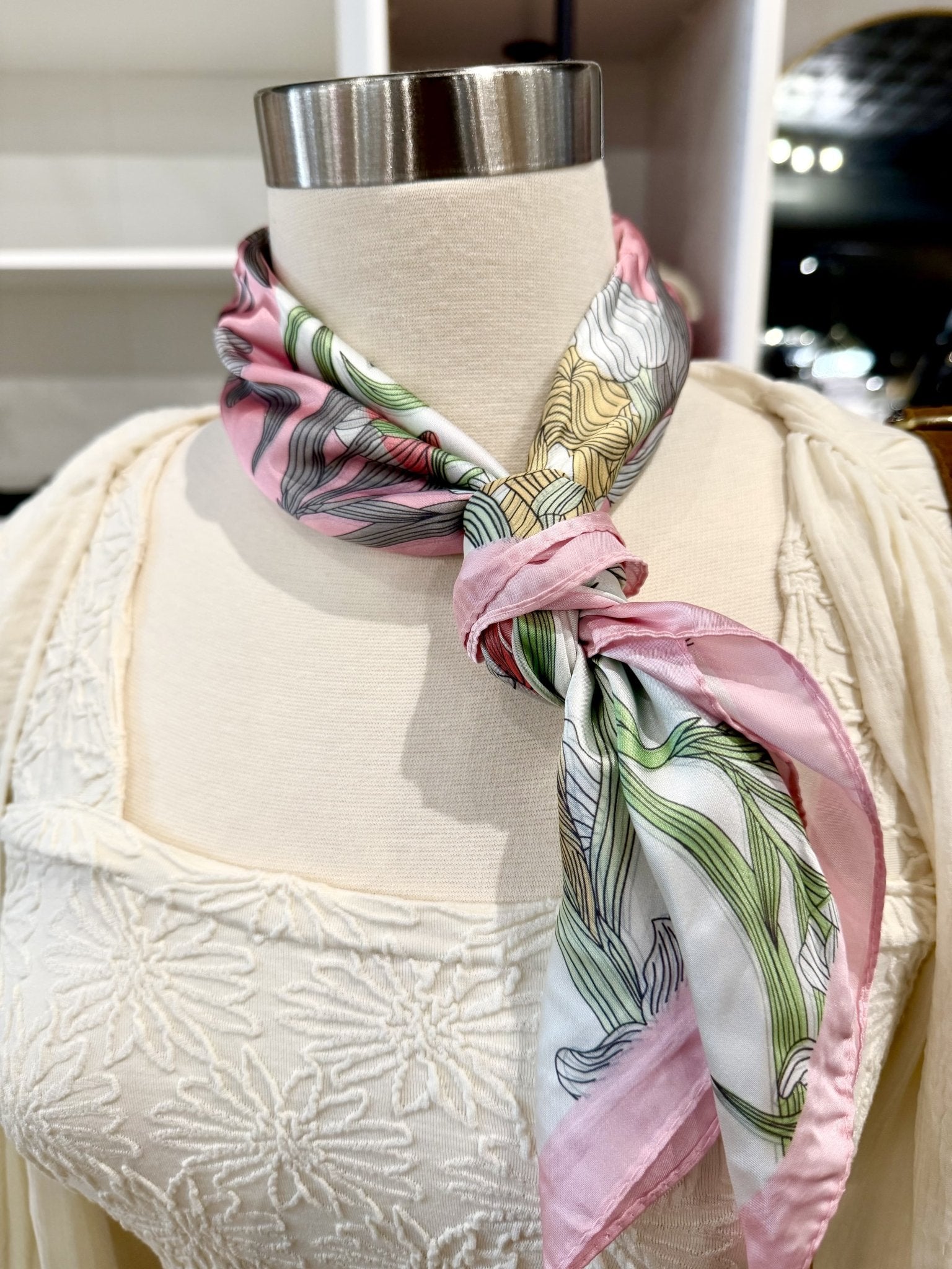 Chic Accent Scarf - Quilted Floral Contrast - Infinity Raine
