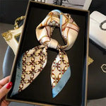 Chic Accent Scarf- Versatile Printed In White Blue - Infinity Raine