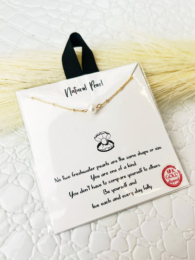 Natural Pearl 14k Gold Dipped CZ Cross Necklace - Infinity Raine