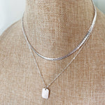 Rectangle Pendant Snake Chain Layered Necklace-Silver - Infinity Raine